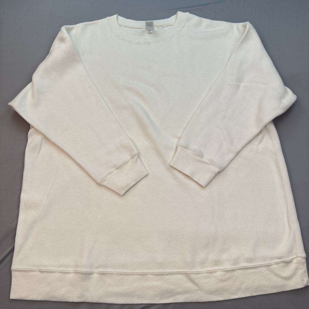 Land's End Sweater Womens 14-16 Large Creme Soft Oversized Coastal Grandma USA